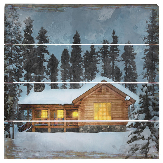 Winter Cabin Scene 6"  - 6 x 6 Perfect Pallet Petite