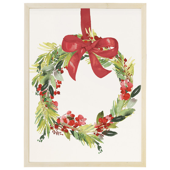 Holly Christmas Wreath - N - Thin Frame Rectangle