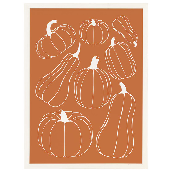 Orange Pumpkins Line Art- W - Thin Frame Rectangle