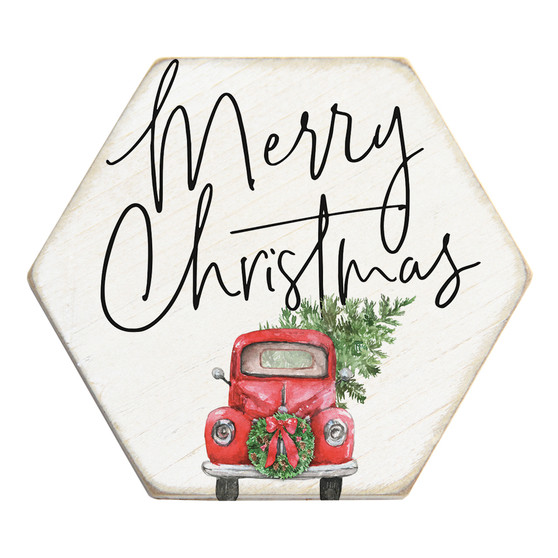 Merry Christmas Truck - Honeycomb Coasters