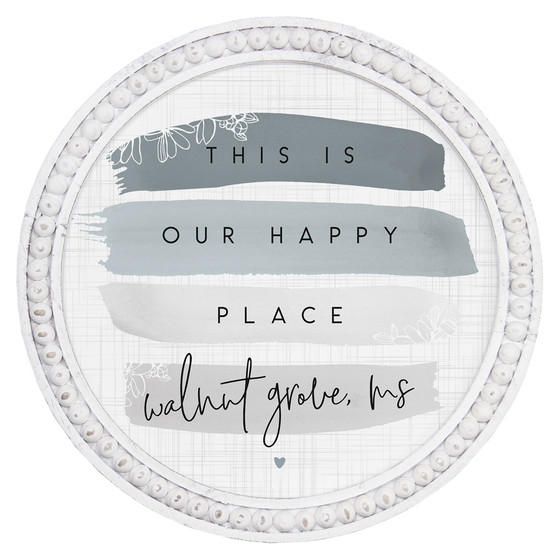 Happy Place PER - Beaded Round Wall Art