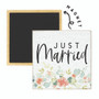 Just Married Floral- Square Magnet