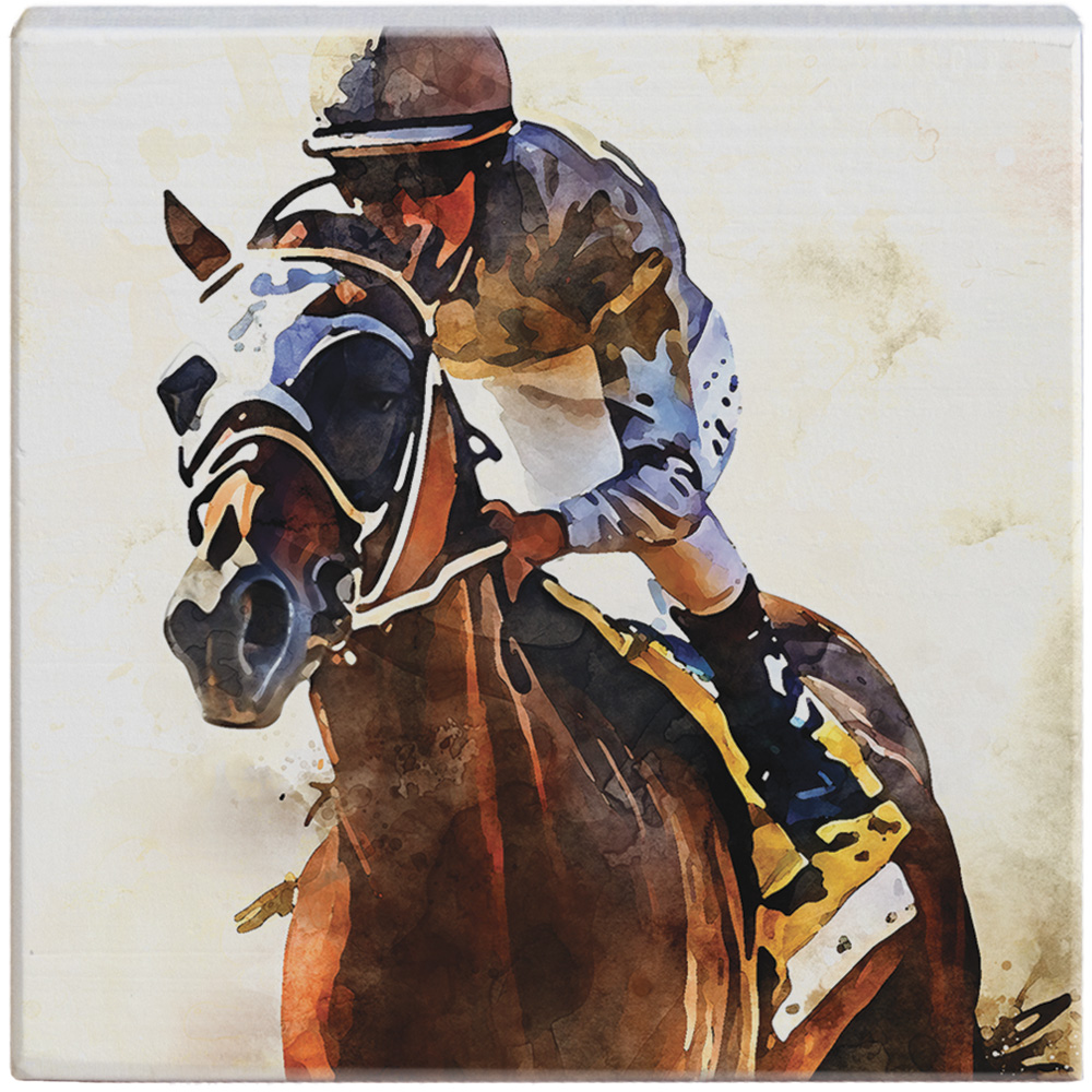 Watercolor Horse Jockey - Small Talk Square - Simply Said