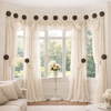 Rod-Free Bay Window Curtains Using 4" Urban Forge Ruffled Rosette Drapery Medallion Holdbacks, Tiebacks, Curtain Knobs & Decorative Drapery Hangers