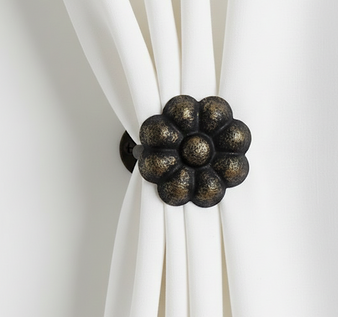 Small Flower Drapery Medallion or Hardware from Metropolis Iron (metroiron) Small Flower Drapery Medallion or Hardware from Metropolis Iron (metroiron)