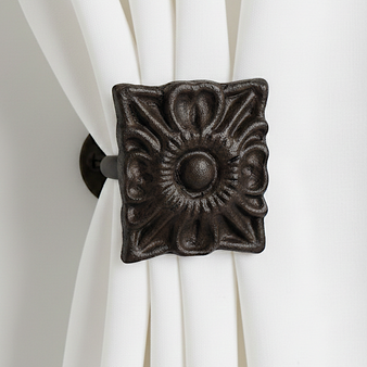 Traditional Floral Square Drapery Medallion or Drapery hardware by Metropolis Iron (metroiron) Traditional Floral Square Drapery Medallion or Drapery hardware by Metropolis Iron (metroiron)