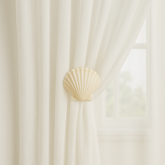 Irish Coastal Scallop™ Drapery Medallion | Authentic Seashell Curtain Holdback | Beach House Window Hardware ranging in size from 4" - 5" diameter, includes a wall mount bracket with a 3" - 5" projection from the wall. Irish Coastal Scallop™ Drapery Medallion | Authentic Seashell Curtain Holdback | Beach House Window Hardware ranging in size from 4" - 5" diameter, includes a wall mount bracket with a 3" - 5" projection from the wall.