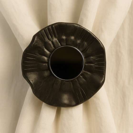 Contemporary Ruffled Dazzling Medallion Embellished With A 1 Inch Mirror – 2-1/2″ Diameter