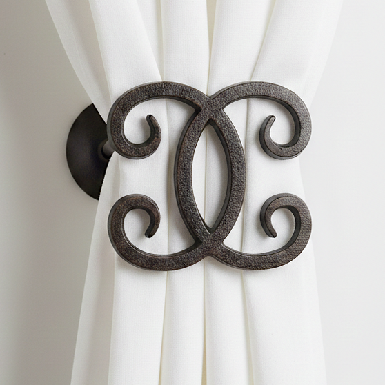 Interlocking Scrolls Drapery Medallion or Drapery Hardware by Metropolis Iron (metroiron)