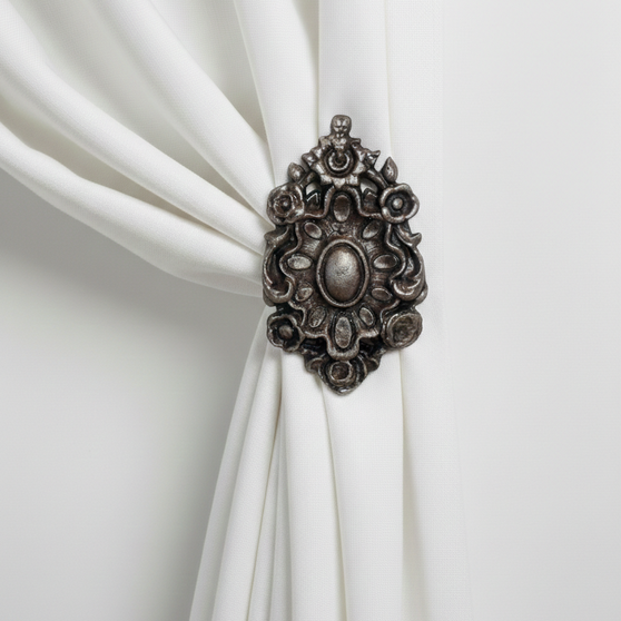 Imperial Crest Drapery Medallion Curtain Holdback and Hardware from Metropolis Iron (Metroiron)