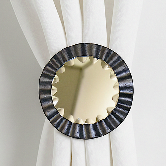 Dazzling Drapery Medallion with a Mirror. Drapery hardware by Metropolis Iron (metroiron)