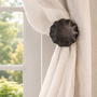 Urban Forge Ruffled Drapery Medallion - 2-1/4" diameter, includes a wall mount bracket with a 3" - 5" projection.