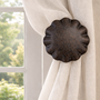 Urban Forge Ruffled Drapery Medallion - 4" diameter, includes a wall mount bracket with a 3" - 5" projection.