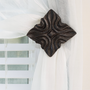 Zen Square Drapery Medallion Holdback,  3-1/4″ square with a 3-5″ projection.  Also known as a holdback, tieback, rosette, hanger, knob, drapery hardware, curtain hardware, window treatment hardware.