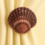 Authentic Pectin Purple Scallop Seashell Drapery Medallion Holdback – Coastal Curtain Tieback for Beach House Windows with a wall mount bracket ranging from 3" - 5" projection.