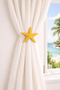 Create elegant beach house curtains with natural starfish drapery hardware.