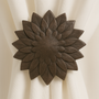 Grand Lotus Drapery Medallion – 10.5" Large Curtain Holdback | Decorative Drapery Rosette | Curtain Tieback | Metropolis Iron.  Due to the weight of this medallion it required 2 wall mount brackets that are included.  American made by a small business owner.