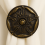 Nautical Curtain Holdback | Iron Rosette Tieback | Coastal Window Hardware, Nautical Drapery Medallion or Hardware,  by Metropolis Iron (metroiron).  Includes a wall mount bracket with a 3-5" projection.