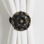 Nautical Curtain Holdback | Iron Rosette Tieback | Coastal Window Hardware, Nautical Drapery Medallion or Hardware,  by Metropolis Iron (metroiron).  Includes a wall mount bracket with a 3-5" projection.