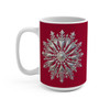 Silver Snowflake on Deep Red Mug 15oz|3D Design Snowflake| Coffee Tea Cocoa| Unique Cup Mug| Gift Idea