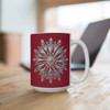 Silver Snowflake on Deep Red Mug 15oz|3D Design Snowflake| Coffee Tea Cocoa| Unique Cup Mug| Gift Idea