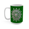 Silver Snowflake on Christmas Green Mug 15oz|3D Design Snowflake| Coffee Tea Cocoa| Unique Cup Mug| Gift Idea