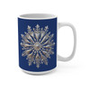 Silver Snowflake on Blue Mug 15oz|3D Design Snowflake| Coffee Tea Cocoa| Unique Cup Mug| Gift Idea