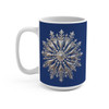 Silver Snowflake on Blue Mug 15oz|3D Design Snowflake| Coffee Tea Cocoa| Unique Cup Mug| Gift Idea