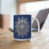 Silver Snowflake on Blue Mug 15oz|3D Design Snowflake| Coffee Tea Cocoa| Unique Cup Mug| Gift Idea