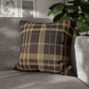 Brown Plaid Pillow Cover| Soft Faux Suede Cushion Case for Home Accent