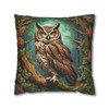 Woodland Owl William Morris Throw Pillow Cover| Forest Botanical Owl Throw Pillows | Living Room, Bedroom, Dorm Room Pillows