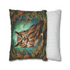 Woodland Owl William Morris Throw Pillow Cover| Forest Botanical Owl Throw Pillows | Living Room, Bedroom, Dorm Room Pillows