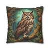 Woodland Owl William Morris Throw Pillow Cover| Forest Botanical Owl Throw Pillows | Living Room, Bedroom, Dorm Room Pillows