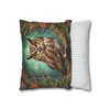 Woodland Owl William Morris Throw Pillow Cover| Forest Botanical Owl Throw Pillows | Living Room, Bedroom, Dorm Room Pillows