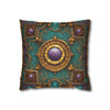 Fantasy Mosaic Turquoise, Ochre, and Purple Style Throw Pillow Cover| Throw Pillows | Living Room, Bedroom, Dorm Room Pillows