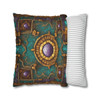 Fantasy Mosaic Turquoise, Ochre, and Purple Style Throw Pillow Cover| Throw Pillows | Living Room, Bedroom, Dorm Room Pillows