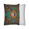 Fantasy Mosaic Turquoise, Ochre, and Purple Style Throw Pillow Cover| Throw Pillows | Living Room, Bedroom, Dorm Room Pillows