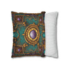 Fantasy Mosaic Turquoise, Ochre, and Purple Style Throw Pillow Cover| Throw Pillows | Living Room, Bedroom, Dorm Room Pillows