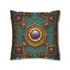 Fantasy Mosaic Turquoise, Ochre, and Purple Style Throw Pillow Cover| Throw Pillows | Living Room, Bedroom, Dorm Room Pillows