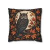 Night Owl Fall Moon Throw Pillow Cover| Forest Botanical Owl Throw Pillows | Cottagecore Living Room, Bedroom, Dorm Room Pillows