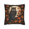 Night Owl Fall Moon Throw Pillow Cover| Forest Botanical Owl Throw Pillows | Cottagecore Living Room, Bedroom, Dorm Room Pillows
