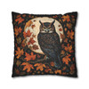 Night Owl Fall Moon Throw Pillow Cover| Forest Botanical Owl Throw Pillows | Cottagecore Living Room, Bedroom, Dorm Room Pillows
