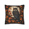 Night Owl Fall Moon Throw Pillow Cover| Forest Botanical Owl Throw Pillows | Cottagecore Living Room, Bedroom, Dorm Room Pillows