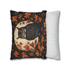 Night Owl Fall Moon Throw Pillow Cover| Forest Botanical Owl Throw Pillows | Cottagecore Living Room, Bedroom, Dorm Room Pillows