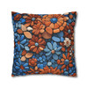 Rust and Blue Tile Throw Pillow Cover| Throw Pillows | Living Room, Bedroom, Dorm Room Pillows