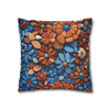 Rust and Blue Tile Throw Pillow Cover| Throw Pillows | Living Room, Bedroom, Dorm Room Pillows