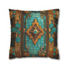 Southwest Mosaic Turquoise and Bronze Throw Pillow Cover| Throw Pillows | Living Room, Bedroom, Dorm Room Pillows