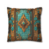 Southwest Mosaic Turquoise and Bronze Throw Pillow Cover| Throw Pillows | Living Room, Bedroom, Dorm Room Pillows