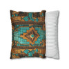 Southwest Mosaic Turquoise and Bronze Throw Pillow Cover| Throw Pillows | Living Room, Bedroom, Dorm Room Pillows