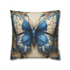 Pillow Case Butterfly in Blue and Cream Throw Pillow| Butterfly Art Nouveau Throw Pillows | Living Room, Nursery, Bedroom, Dorm Room Pillows